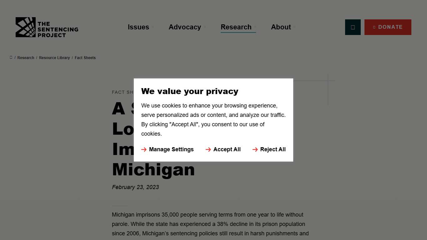 A Second Look at Long-Term Imprisonment in Michigan – The Sentencing Project